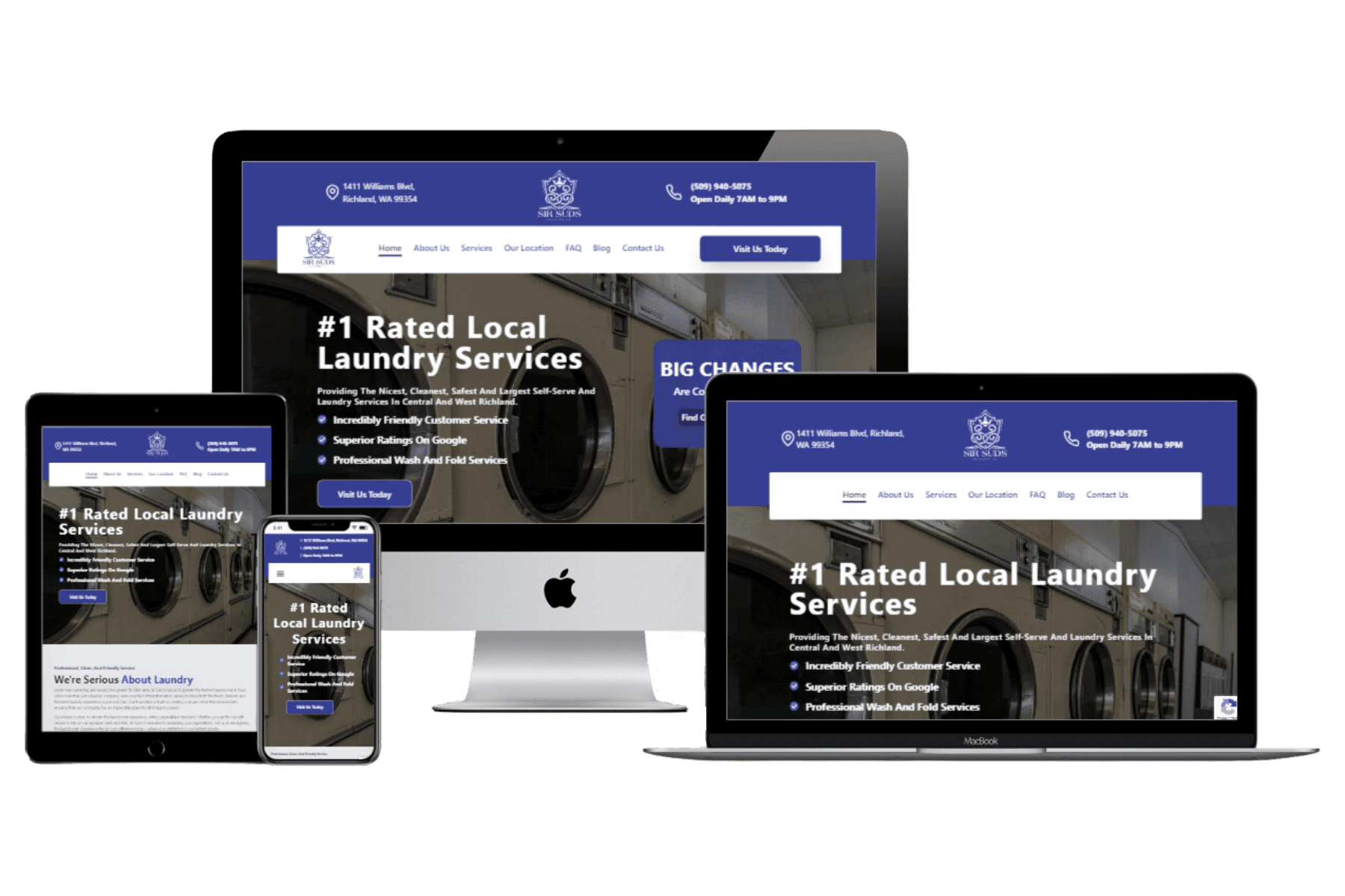 Mockup image showing Sir Sud's website on multiple devices