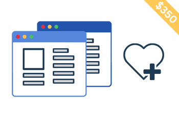 Image of a blog post article written on a website with a heart next to it with a plus sign