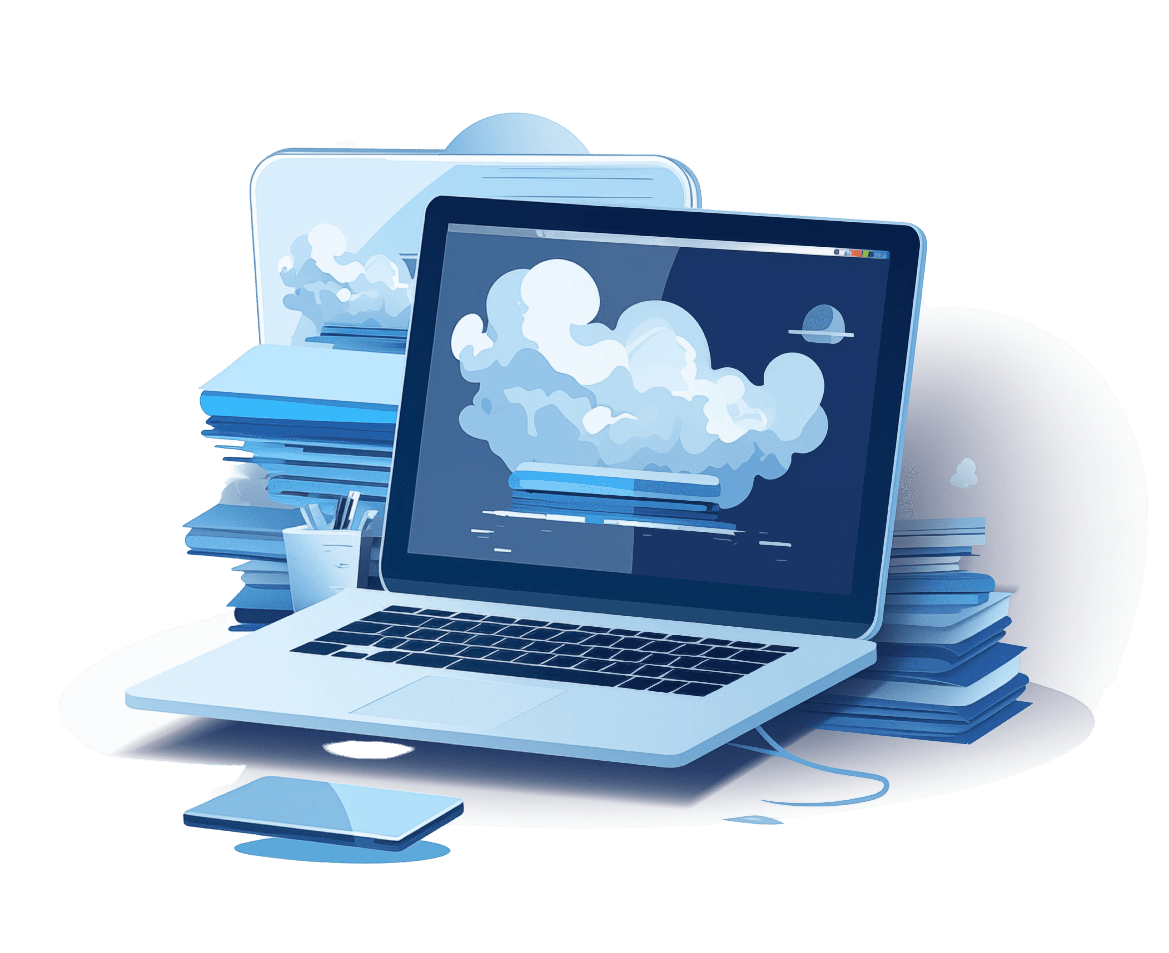 Hero image showing cartoon people designing a website