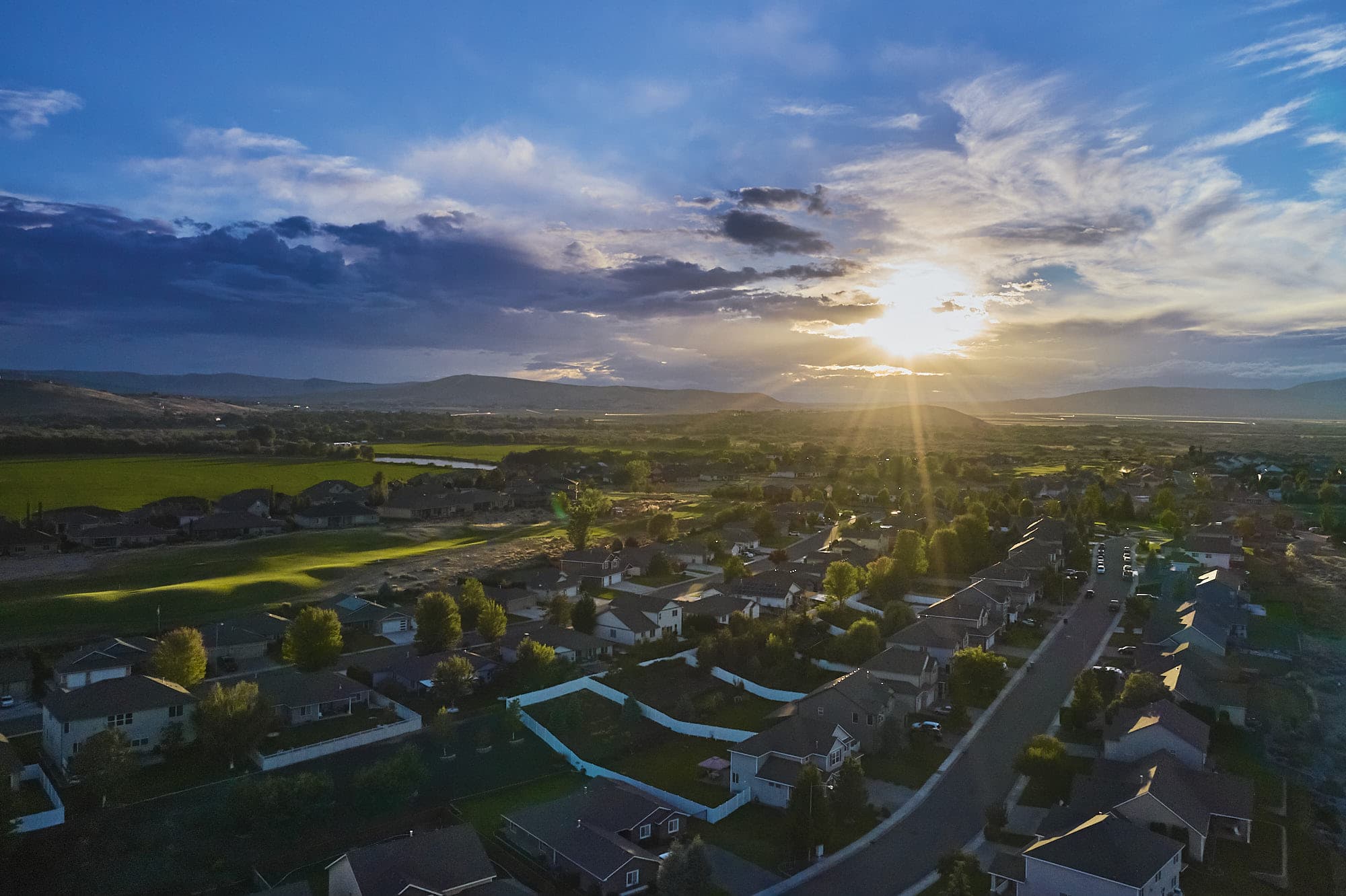 Drone photo of Horn Rapids Neighborhood from 300 feet in the air