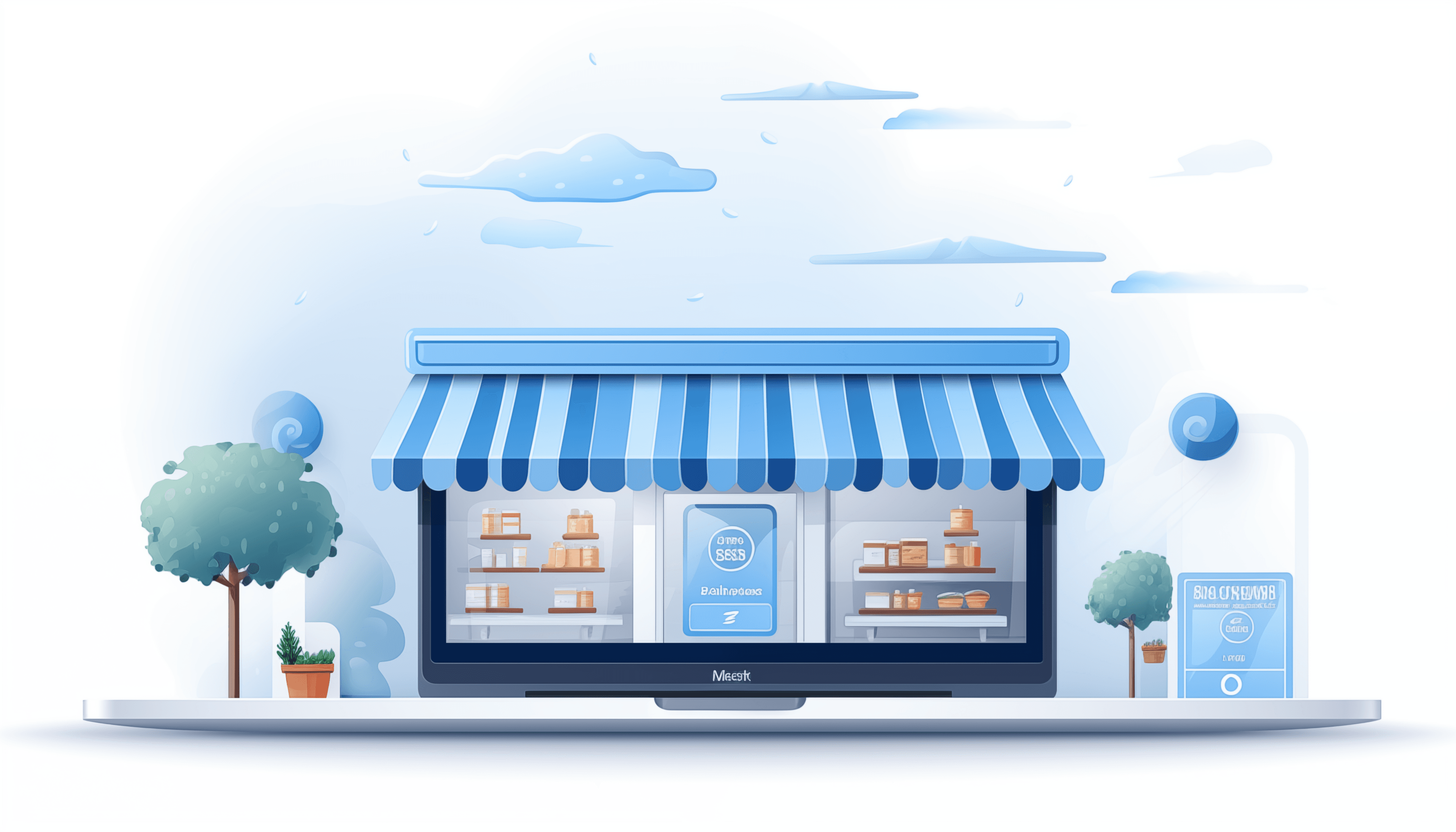 A vector image of a business being helped by getting a website